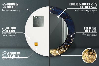 Espelho decorativo redondo Mármore azul