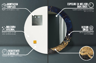 Espelho decorativo redondo Mármore azul