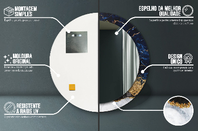Espelho decorativo redondo Mármore azul