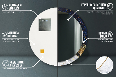 Espelho decorativo redondo Mármore azul