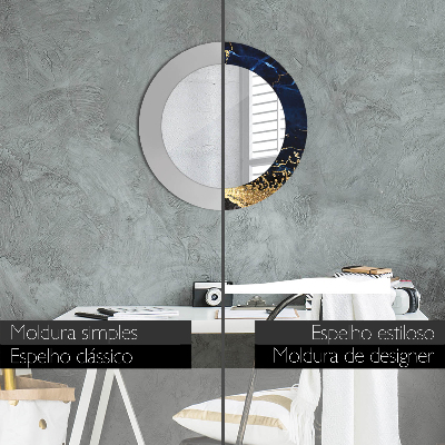 Espelho decorativo redondo Mármore azul