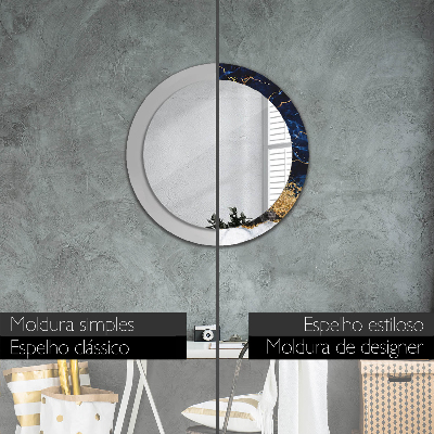 Espelho decorativo redondo Mármore azul