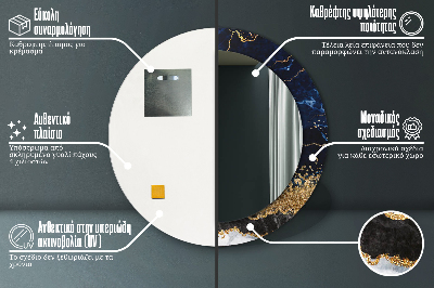 Espelho decorativo redondo Mármore azul