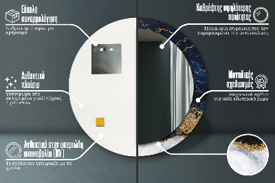 Espelho decorativo redondo Mármore azul