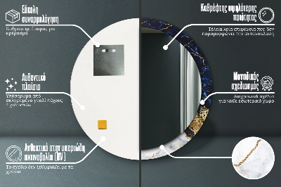 Espelho decorativo redondo Mármore azul