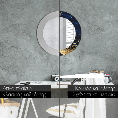 Espelho decorativo redondo Mármore azul