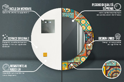 Espelho decorativo redondo Padrão árabe