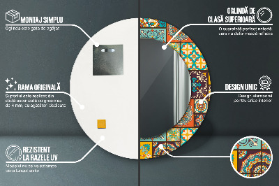 Espelho decorativo redondo Padrão árabe