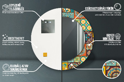 Espelho decorativo redondo Padrão árabe