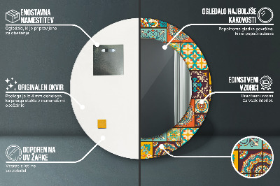 Espelho decorativo redondo Padrão árabe