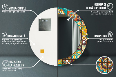 Espelho decorativo redondo Padrão árabe