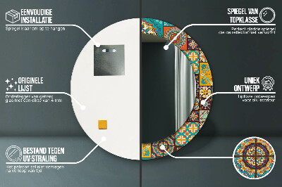 Espelho decorativo redondo Padrão árabe