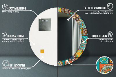 Espelho decorativo redondo Padrão árabe