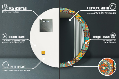 Espelho decorativo redondo Padrão árabe