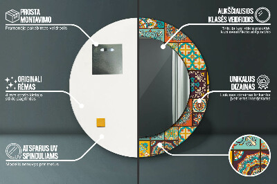 Espelho decorativo redondo Padrão árabe