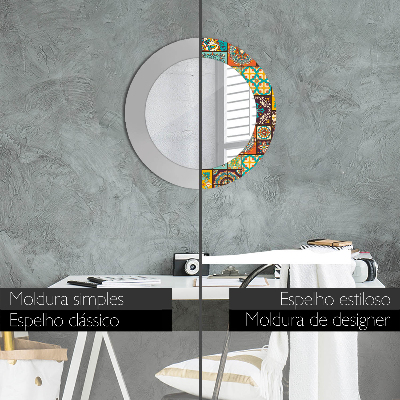 Espelho decorativo redondo Padrão árabe