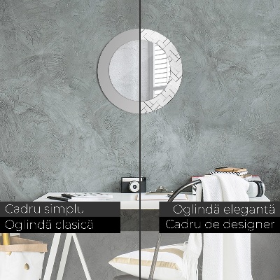 Espelho decorativo redondo Espinha de peixe