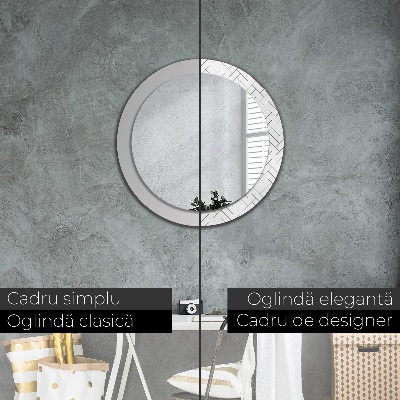 Espelho decorativo redondo Espinha de peixe