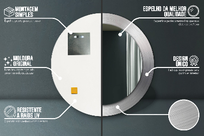 Espelho redondo decorativo Aço brilhante