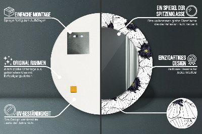 Espelho decorativo redondo Arranjo de flores linear