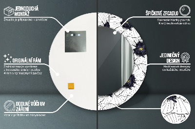 Espelho decorativo redondo Arranjo de flores linear