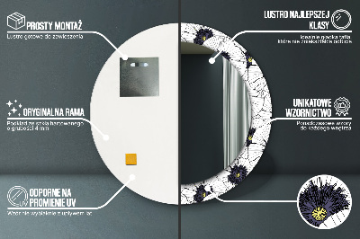 Espelho decorativo redondo Arranjo de flores linear