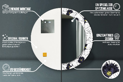 Espelho decorativo redondo Arranjo de flores linear