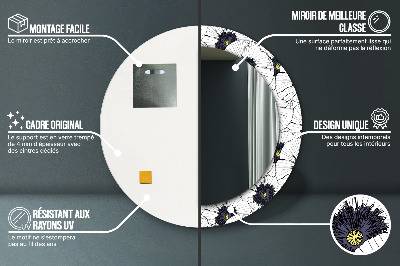 Espelho decorativo redondo Arranjo de flores linear