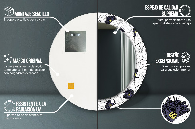 Espelho decorativo redondo Arranjo de flores linear