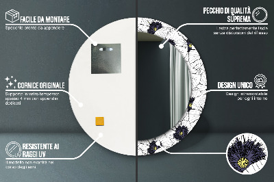 Espelho decorativo redondo Arranjo de flores linear