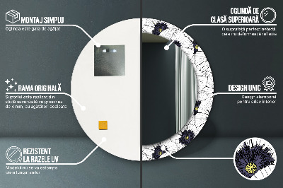 Espelho decorativo redondo Arranjo de flores linear