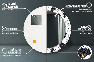 Espelho decorativo redondo Arranjo de flores linear