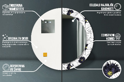 Espelho decorativo redondo Arranjo de flores linear