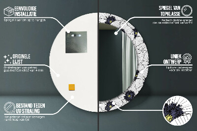 Espelho decorativo redondo Arranjo de flores linear