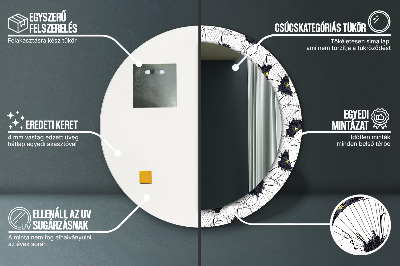 Espelho decorativo redondo Arranjo de flores linear