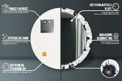 Espelho decorativo redondo Arranjo de flores linear