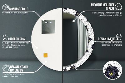 Espelho decorativo redondo Arranjo de flores linear