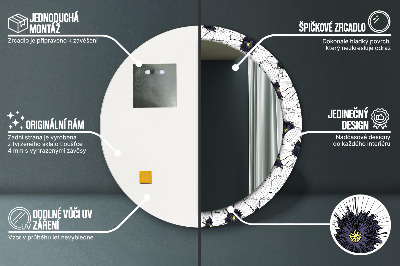Espelho decorativo redondo Arranjo de flores linear