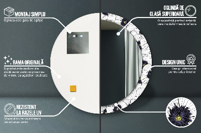 Espelho decorativo redondo Arranjo de flores linear