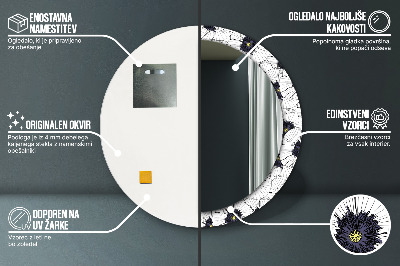 Espelho decorativo redondo Arranjo de flores linear