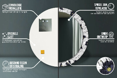 Espelho decorativo redondo Arranjo de flores linear