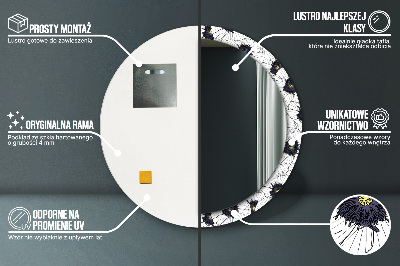 Espelho decorativo redondo Arranjo de flores linear