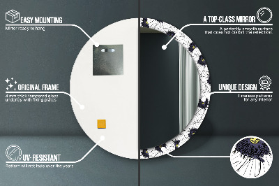 Espelho decorativo redondo Arranjo de flores linear