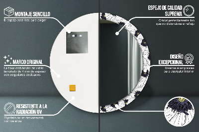 Espelho decorativo redondo Arranjo de flores linear