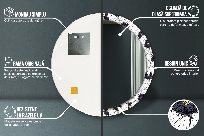 Espelho decorativo redondo Arranjo de flores linear