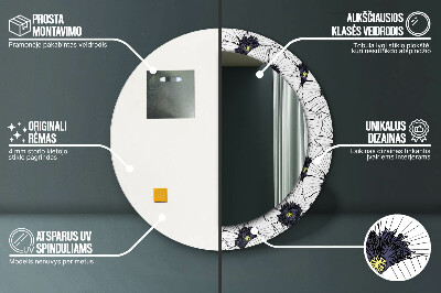 Espelho decorativo redondo Arranjo de flores linear