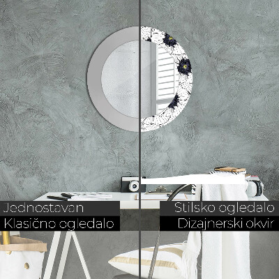 Espelho decorativo redondo Arranjo de flores linear