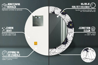 Espelho decorativo redondo Arranjo de flores linear