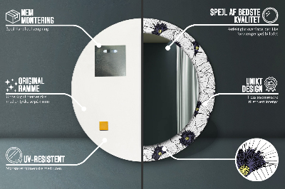 Espelho decorativo redondo Arranjo de flores linear