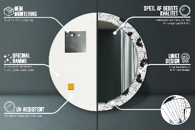 Espelho decorativo redondo Arranjo de flores linear